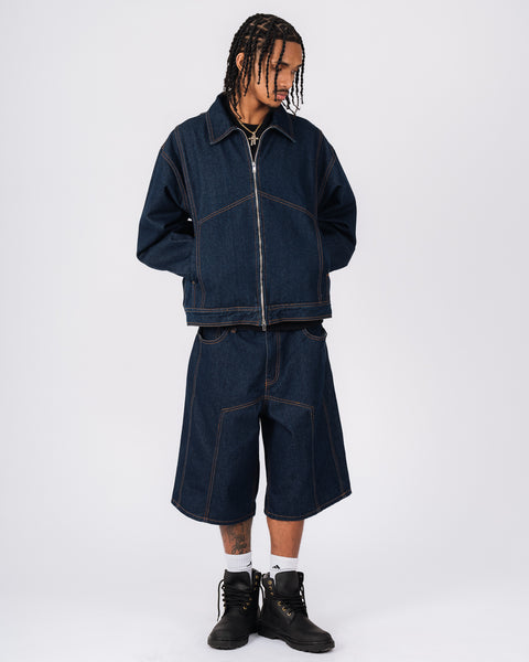 DENIM PANEL SHORTS - INDIGO