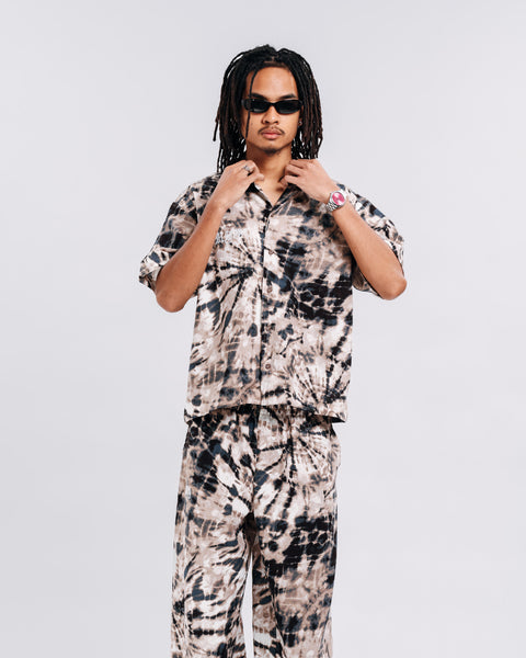 PRINTED OPEN COLLAR SHIRT TIE DYE