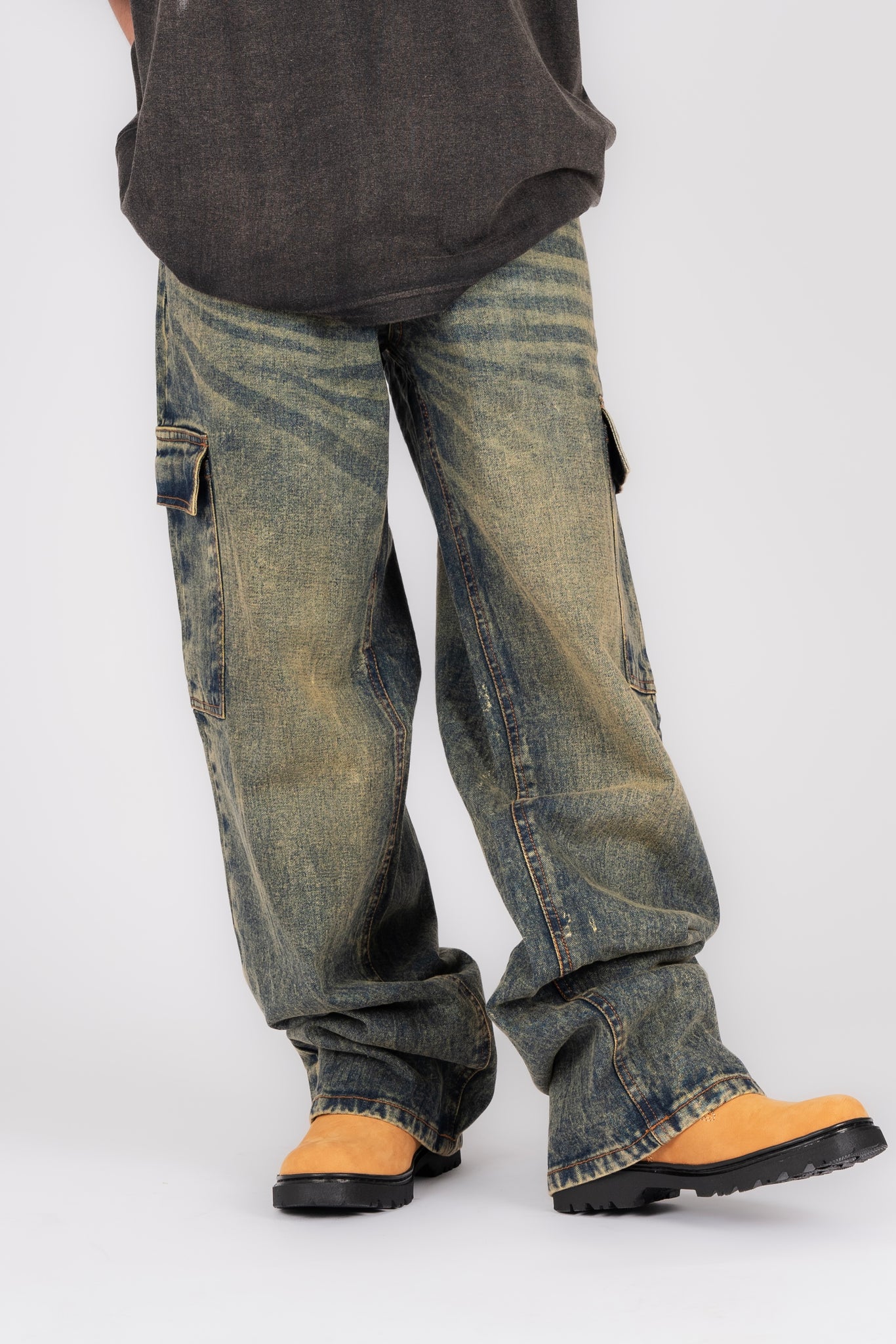 DENIM BAGGY CARGO PANTS HSO
