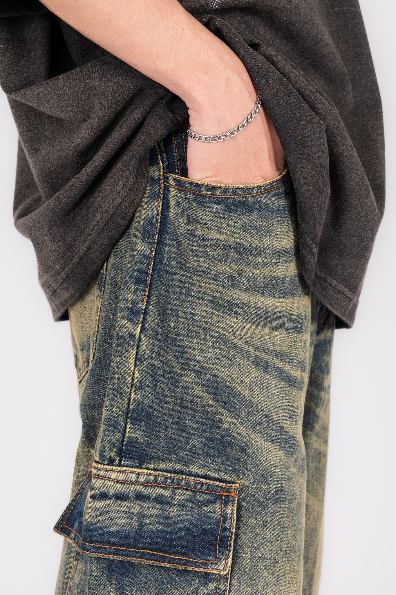 DENIM BAGGY CARGO PANTS HSO