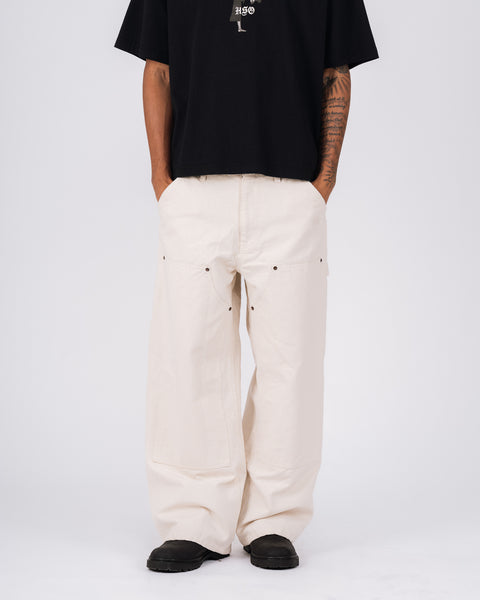 WIDE DOUBLE KNEE PANTS IN BEIGE