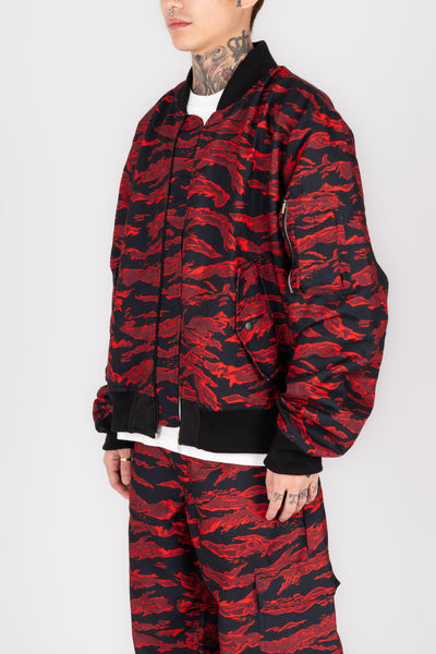 TIGER CAMOU REVERSIBLE BOMBER JACKET