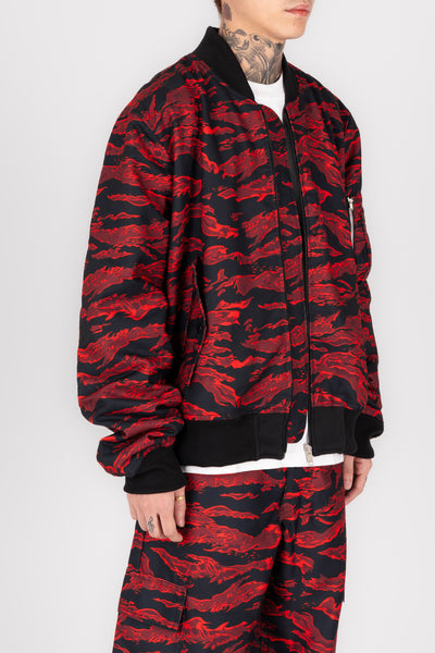 TIGER CAMOU REVERSIBLE BOMBER JACKET