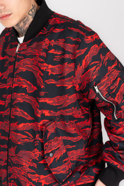 TIGER CAMOU REVERSIBLE BOMBER JACKET