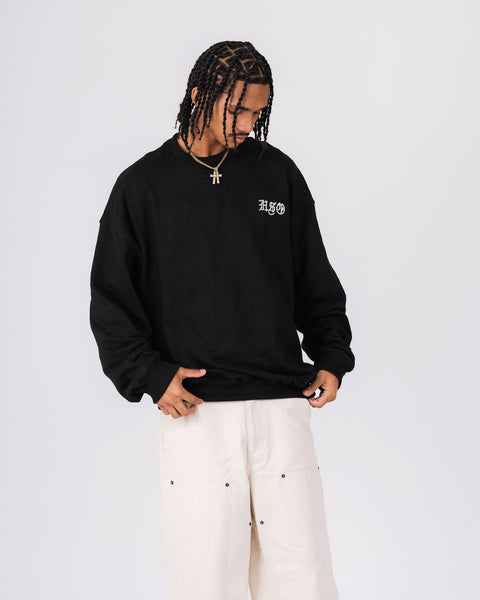 CHAIN STITCH SWEATSHIRT BLACK