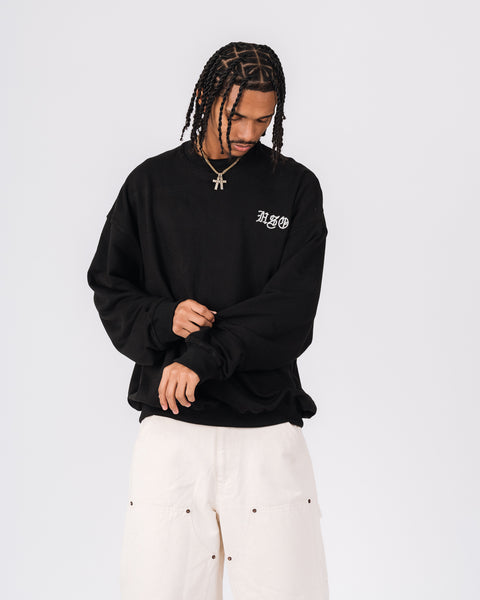 CHAIN STITCH SWEATSHIRT BLACK