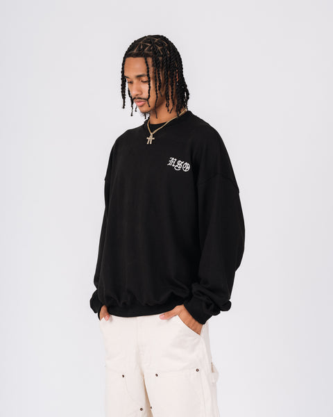 CHAIN STITCH SWEATSHIRT BLACK