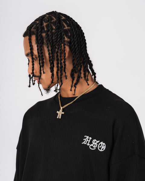CHAIN STITCH SWEATSHIRT BLACK