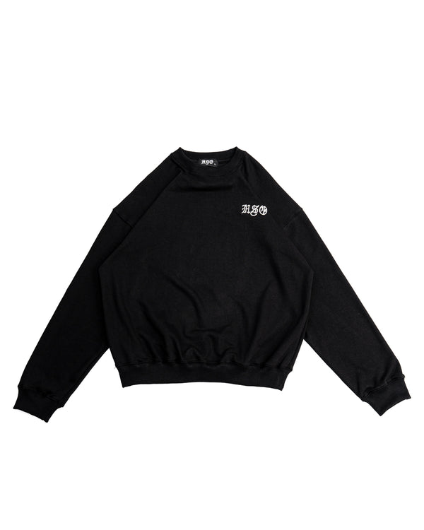CHAIN STITCH SWEATSHIRT BLACK