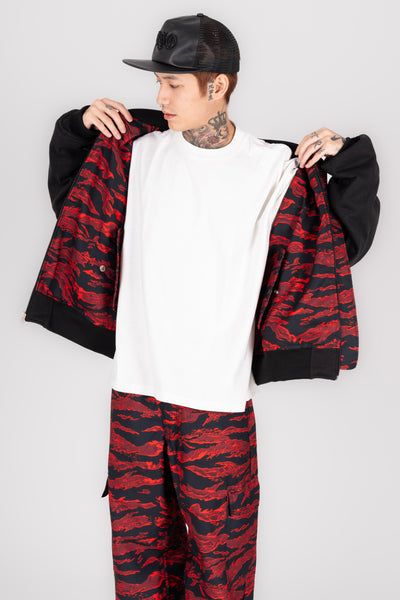 TIGER CAMOU REVERSIBLE BOMBER JACKET