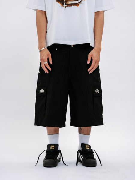 EMBLEM CARGO SHORTS BLACK
