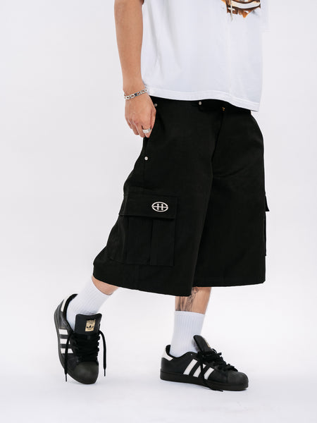 EMBLEM CARGO SHORTS BLACK