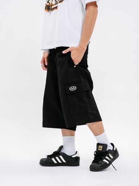 EMBLEM CARGO SHORTS BLACK
