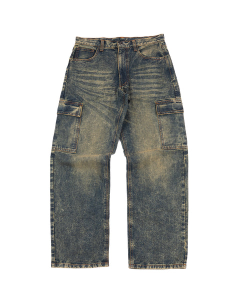 DENIM BAGGY CARGO PANTS