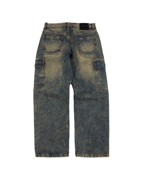 DENIM BAGGY CARGO PANTS