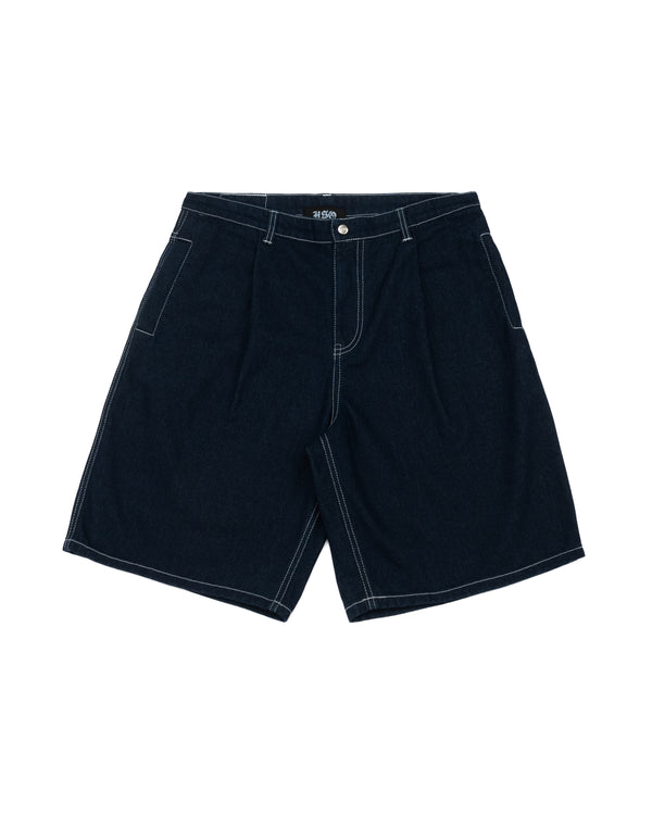 DENIM PLEATED BAGGY SHORT