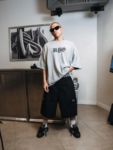 LOGO STITCH HEAVY BOX TEE HEATHER GRAY