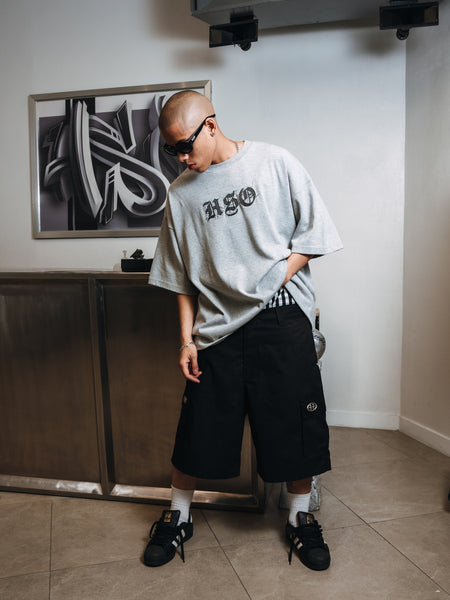 LOGO STITCH HEAVY BOX TEE HEATHER GRAY