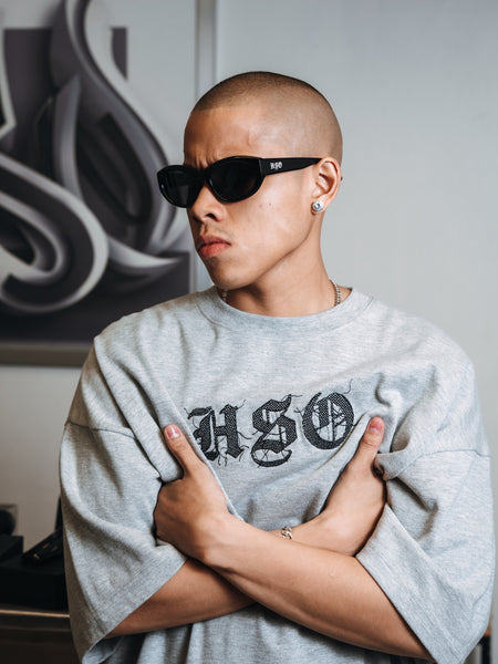 LOGO STITCH HEAVY BOX TEE HEATHER GRAY