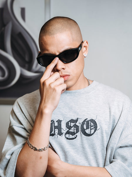 LOGO STITCH HEAVY BOX TEE HEATHER GRAY