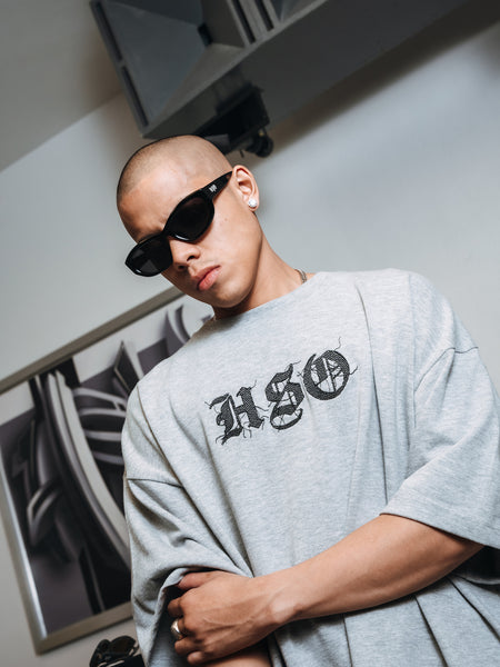 LOGO STITCH HEAVY BOX TEE HEATHER GRAY