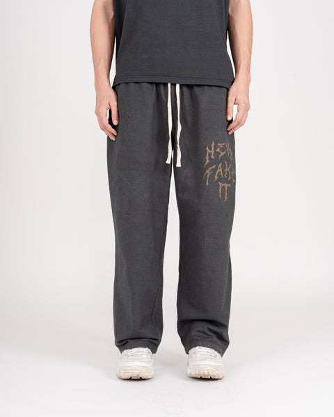 WIDE WASHED PANTS - CHARCOAL