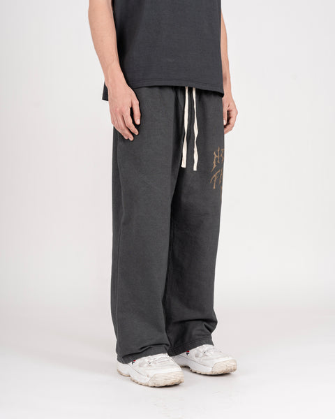 WIDE WASHED PANTS - CHARCOAL