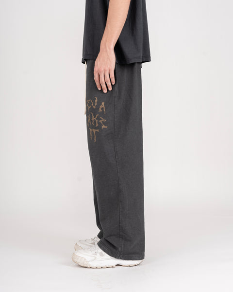 WIDE WASHED PANTS - CHARCOAL