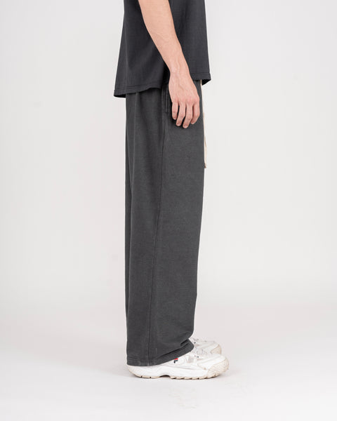 WIDE WASHED PANTS - CHARCOAL