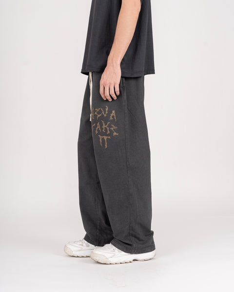 WIDE WASHED PANTS - CHARCOAL