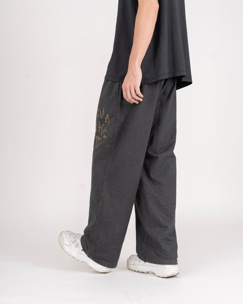 WIDE WASHED PANTS - CHARCOAL