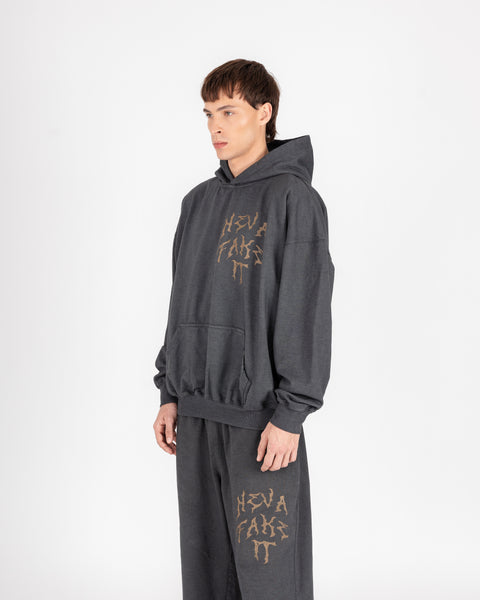 GRAPHIC WASHED HOODIE - CHARCOAL