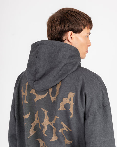 GRAPHIC WASHED HOODIE - CHARCOAL