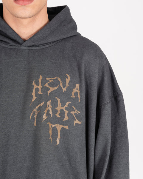 GRAPHIC WASHED HOODIE - CHARCOAL