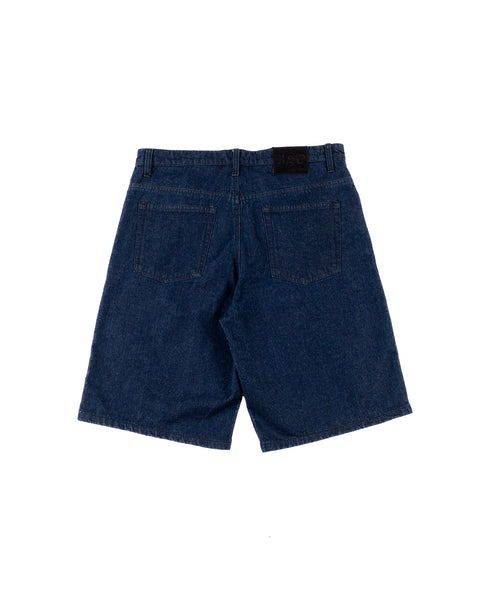 DENIM DOUBLE KNEE UTILITY SHORTS IN INDIGO