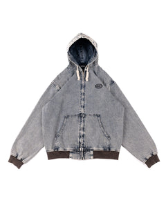 DENIM HOODED JACKET IN TINTED WASH