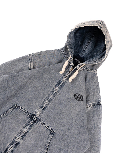 DENIM HOODED JACKET IN TINTED WASH