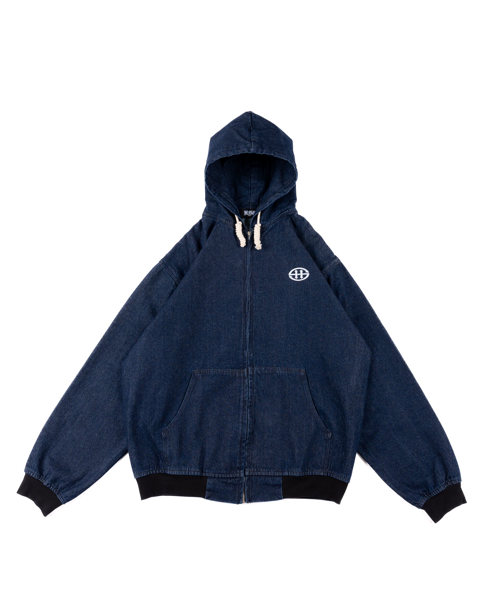 DENIM HOODED JACKET IN INDIGO