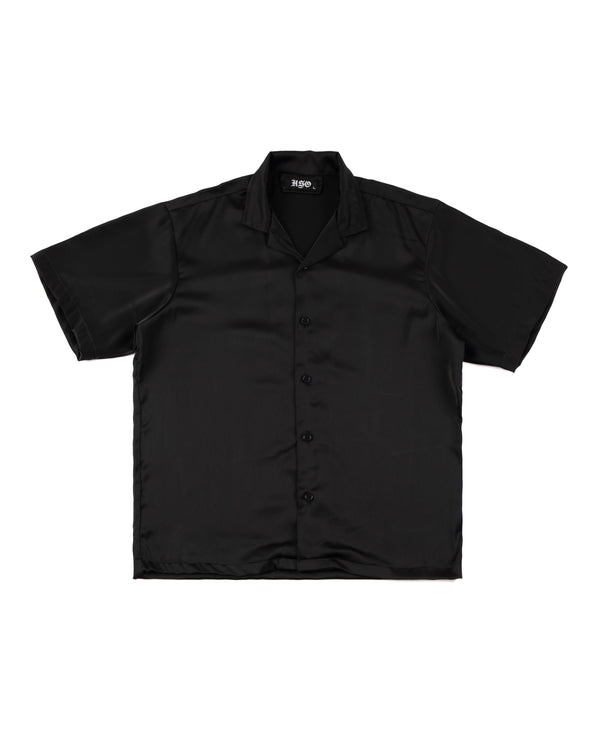 BLACK OPEN COLLAR SHIRT