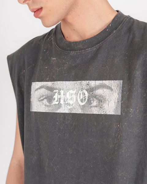 GRAPHIC MUSCLE TEE - WASHED CHARCOAL