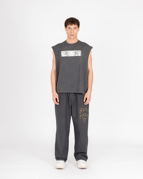 GRAPHIC MUSCLE TEE - WASHED CHARCOAL