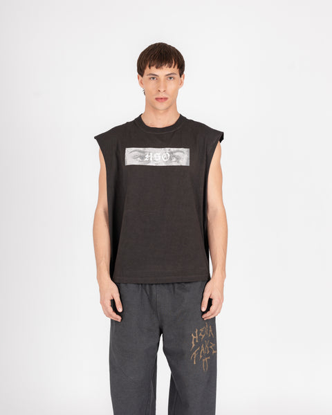 GRAPHIC MUSCLE TEE - WASHED BLACK