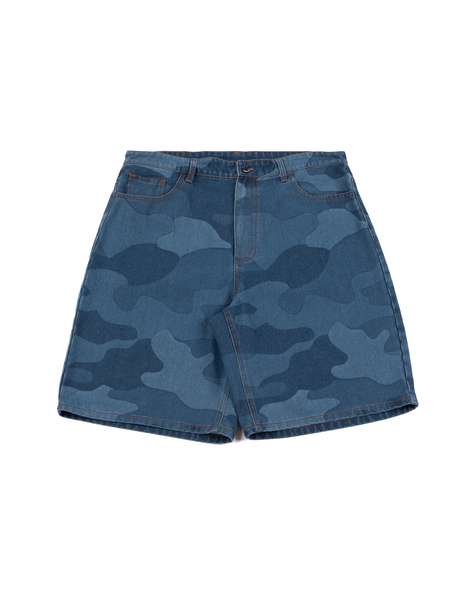 WASHED DENIM BAGGY SHORT CAMOU