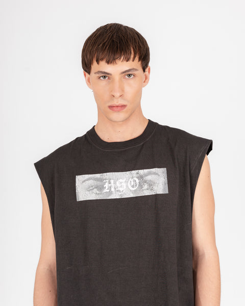 GRAPHIC MUSCLE TEE - WASHED BLACK