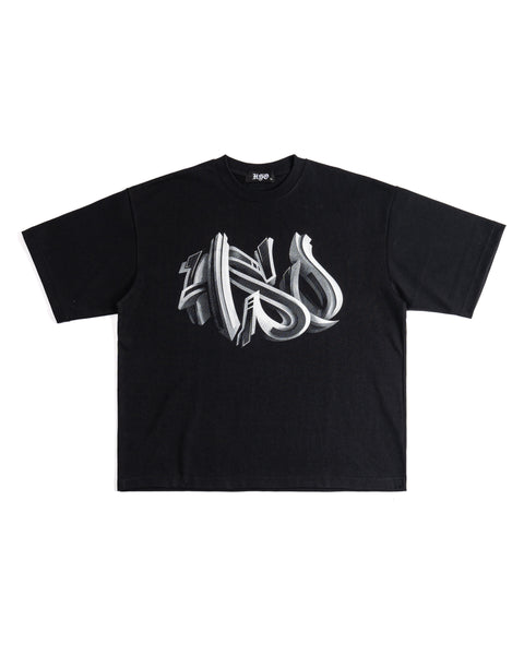 3D GRAFFITI LOGO HEAVY BOX TEE BLACK