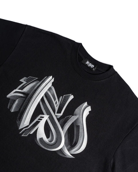 3D GRAFFITI LOGO HEAVY BOX TEE BLACK