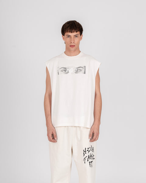 GRAPHIC MUSCLE TEE - WASHED OFF WHITE