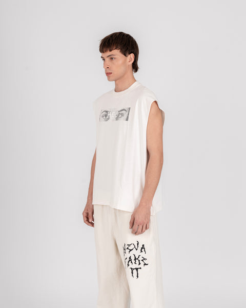 GRAPHIC MUSCLE TEE - WASHED OFF WHITE