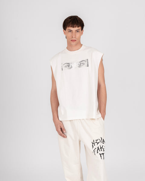 GRAPHIC MUSCLE TEE - WASHED OFF WHITE