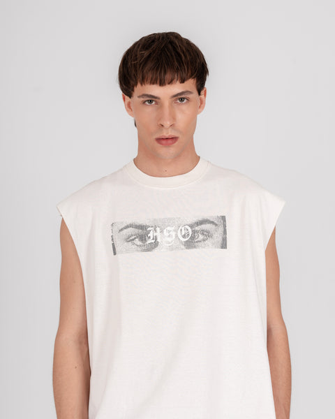 GRAPHIC MUSCLE TEE - WASHED OFF WHITE